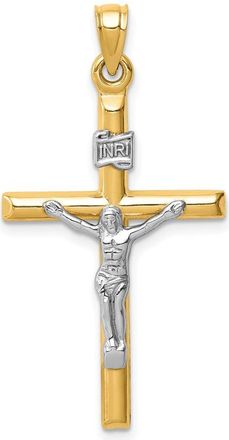 Diamond2Deal 14k Two-tone Gold Hollow Crucifix Pendant