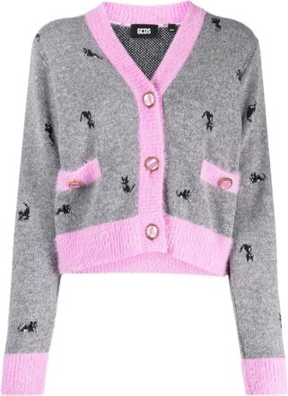 GCDS Kittho wool-blend cardigan - women - Wool/Polyamide - M - Grey