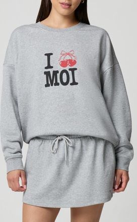 Florence By Mills Cozy Crush Graphic Sweatshirt in Heather Grey/Cherry at Nordstrom, Size Xx-Small