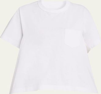 sacai Satin-Panel Cotton Jersey T-Shirt