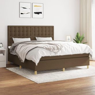 vidaXL Vidaxl - Cama Box Spring Con Colch&oacute;n Tela Marr&oacute;n Oscuro 180x200 Cm
