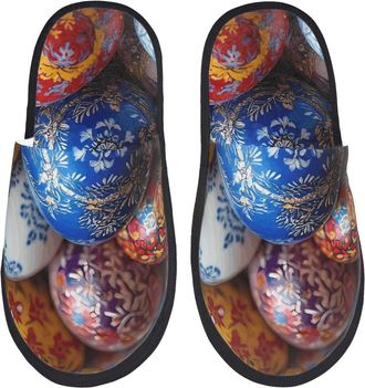 Generic Easter Eggs Men Women Shoes Warm Slippers Cosy House Shoes For Bedroom Indoor Winter M