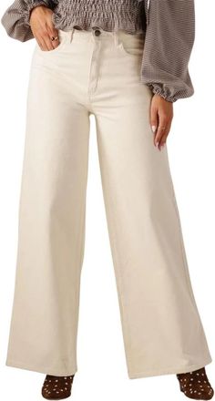 By-Bar Amsterdam Elegante Wijde Pijp Off-White Jeans - Dames - Loose Fit Jeans - Beige - L - Jeans