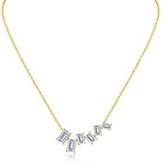 Kenneth Jay Lane Scattered Emerald Cut Cubic Zirconia Pendant Necklace in Clear/Gold at Nordstrom Rack