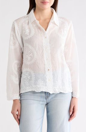 Forgotten Grace Embroidered Button-Up Shirt in White at Nordstrom Rack, Size X-Large