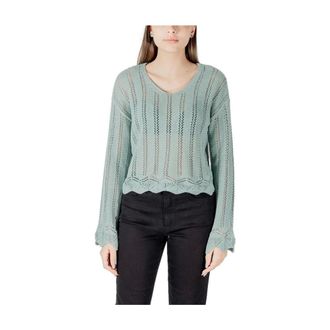 Only V-neck Knitwear, female, Blue, Size: M Turquoise Cotton Sportswear for Women