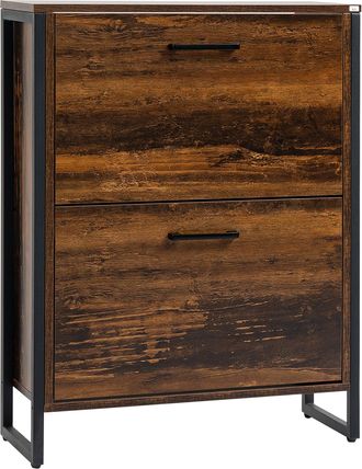 HOMCOM 2 Flip Door Shoe Cabinet With Divider For Entryway Rustic Brown | TJ Hughes