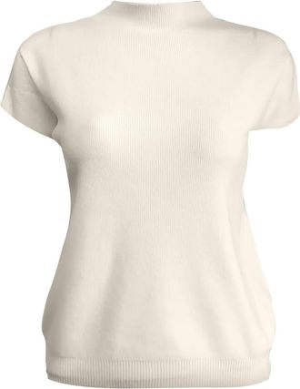 Generic Womens Short Sleeve Mock Neck Sweater Small Turtle Collar Spring Summer Casual Basic Knitted Slim Fit Pullover White
