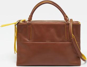 Coach The Borough Brown/yellow Leather Tote