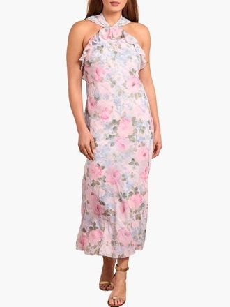 Needle & Thread Camilles Garden Halter Neck Ankle Gown in Seashell at Nordstrom, Size 6