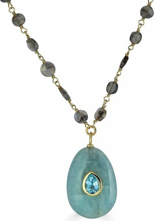 Rachel Reinhardt Jewelry Womens Labradorite And Aquamarine Pendant Necklace In Multi