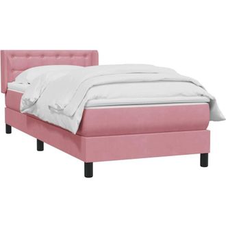 vidaXL Cama Box Spring Con Colch&oacute;n Terciopelo Rosa 100x220 Cm Vidaxl