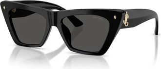 Jimmy Choo London JC Monogram Cat-eye Zonnebril - Dames - Zonnebrillen - Zwart - 53 MM - Accessoires