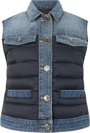 Moorer Gilet Mix Denim en Gevoerd - Dames - Bodywarmers - Blauw - XS - Denim - Jassen