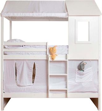 Muemue Techo para litera litera casita algod&oacute;n blanco 70x198/154x133cm
