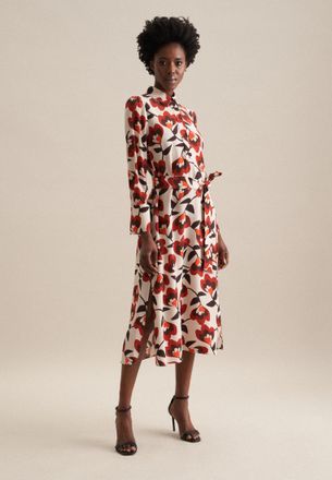 Seidensticker Sommerkleid SEIDENSTICKER Schwarze Rose, Damen, Gr. XS(34), Normalgr&ouml;ssen, rot, 100% Viskose, bedruckt, regular fit, Kleider Sommerkleid, Langarm Krag