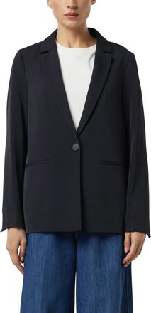 Comma Jackenblazer COMMA, Damen, Gr. 34, navy, Web, Obermaterial: 97% Polyester, 3% Elasthan, unifarben, oversize Po-bedeckend, tiefer V-Ausschnitt, Blazer 