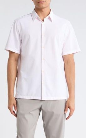 Theory Irving Aster Short Sleeve Button-Up Shirt in White/cradle Pink at Nordstrom Rack, Size Xx-Large