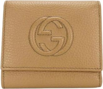 Gucci Pre-owned Wallets, female, Beige, Size: ONE SIZE Pre-owned Vintage Leather Wallet