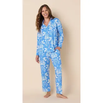 The Cats Pajamas Pima Knit Pajama Set in Angels Among Us at Nordstrom, Size X-Large