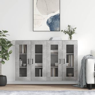 vidaXL Vidaxl - Armarios De Pared 2 Uds Madera De Ingenier&iacute;a Gris Hormig&oacute;n