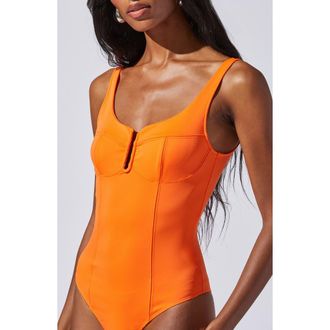ASTR the Label U-Bar Bodysuit in Orange at Nordstrom Rack, Size X-Small