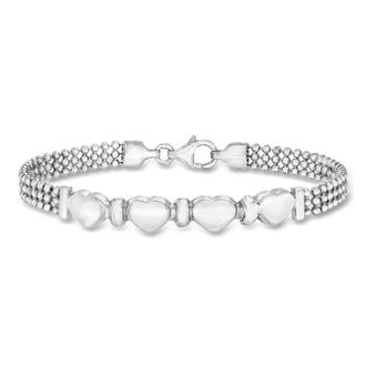 Ross-Simons Italian Sterling Silver Beaded Bracelet With Hearts