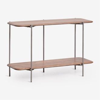 Sklum Consola Recibidor Rectangular 120x40 Cm En Madera De Mango Y Acero Inoxidable Vimara Sklum