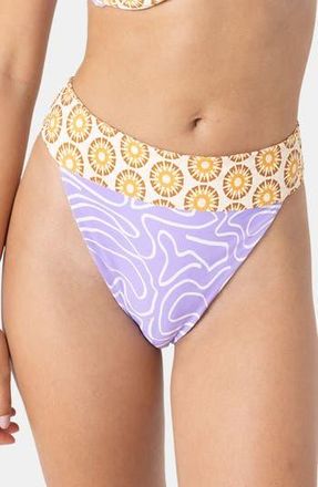 Roxy Sunshine State of Mind Cheeky Swim Bottoms in Purple Multi at Nordstrom Rack, Size X-Large