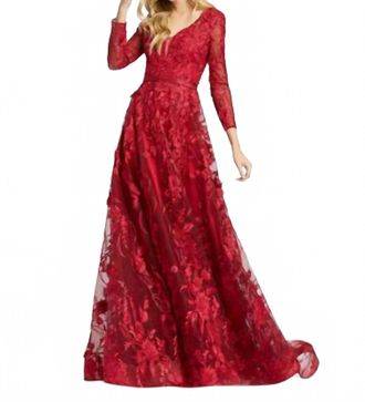 Mac Duggal Long Sleeveless Jersey Knit Dress In Cranberry