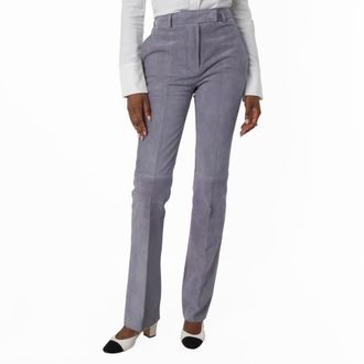 Ferragamo Womens Suede Straight-Leg Tailored Trousers, Brand Size 38 ( US Size 4 )