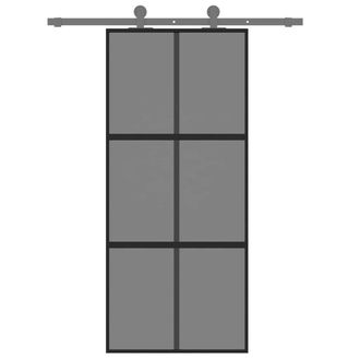 Berkfield Home Sliding Door Black 90x205 cm Tempered Glass & Aluminium