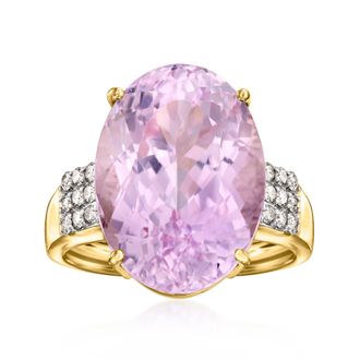 Ross-Simons Kunzite Ring With. Diamonds in 14kt Yellow Gold
