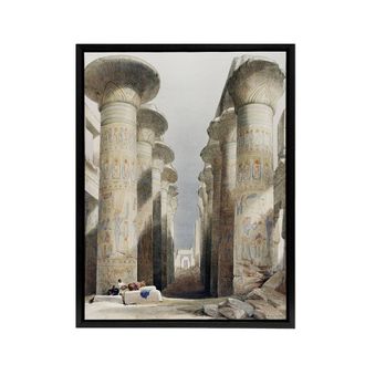 Artery8 Great Hall at Karnak Temple D. Roberts Vintage Framed Canvas Wall Art | Size: W24 x H32