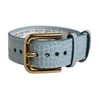Dolce & Gabbana Cintura in Pelle Impunturata con Fibbia Dorata - - Accessories - Donna - Blu - ONE SIZE
