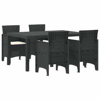 Berkfield Home 5 Piece Garden Dining Set with Cushions Anthracite Poly Rattan