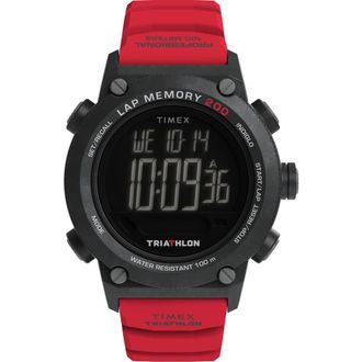 Timex Ironman Triathlon Digital 200-Lap Silicone Strap Watch, 44mm in Black/Red Digital at Nordstrom