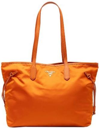 Prada Pre-owned Tote Bags, female, Orange, Size: ONE SIZE Pre-owned Nylon Tote Bag