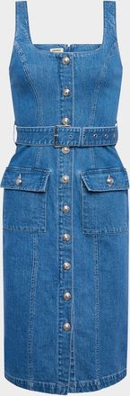 L'agence Midy Button-Front Denim Tank Dress