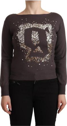 John Galliano Trui met lange mouwen - Dames - Ronde hals truien - Bruin - 2XS - Wol - Truien & Vesten