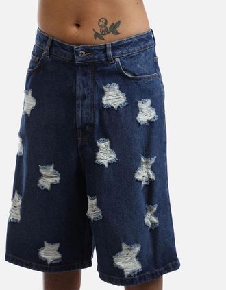 Off-white Mens Stars Denim Shorts - Blue - Size: 33/32