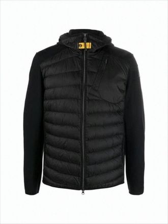 Parajumpers Quilted Black Insulated Jacket With Textured Sleeves