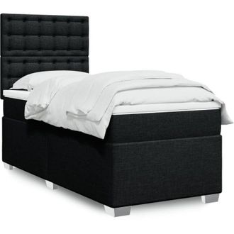 vidaXL Vidaxl - Cama Box Spring Con Colch&oacute;n Tela Negro 90x200 Cm