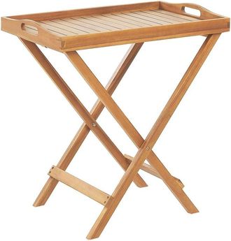 Beliani Mesa auxiliar de madera madera clara