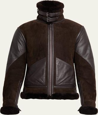 Ralph Lauren Purple Label Mens Lamb Shearling Aviator Jacket