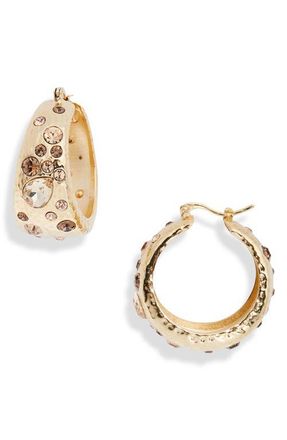 Oscar De La Renta Mixed Crystal Hoop Earrings in Topaz at Nordstrom