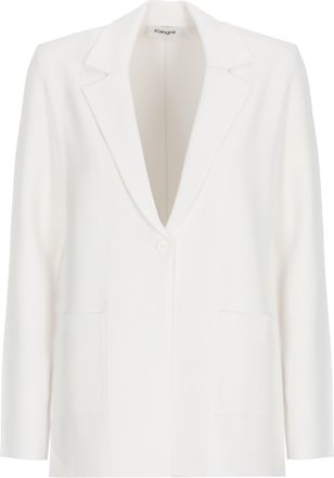 KANGRA White Viscose Single Breasted Blazer