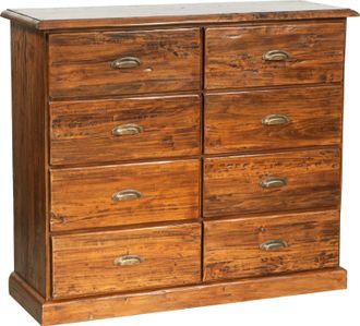 Biscottini International Cajonera De Estilo Country De Madera Maciza De Tilo Acabado Con Efecto Nogal 116x41x100 Cm