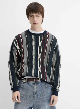 Djab Mens Oversized mixed-knit sweater