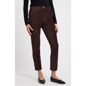 Hue High Waist Corded Knit Straight Leg Pants in Coffee Bean at Nordstrom, Size X-Large